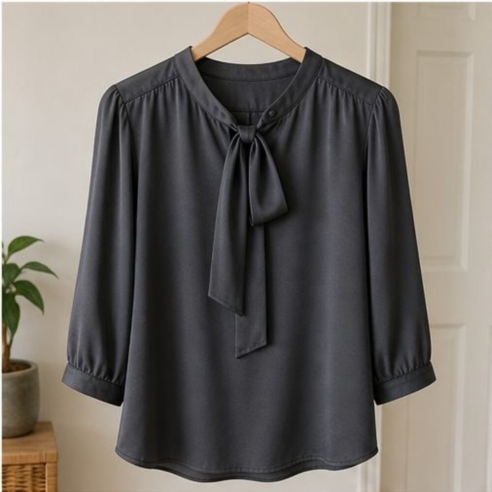 Charcoal Button Blouse